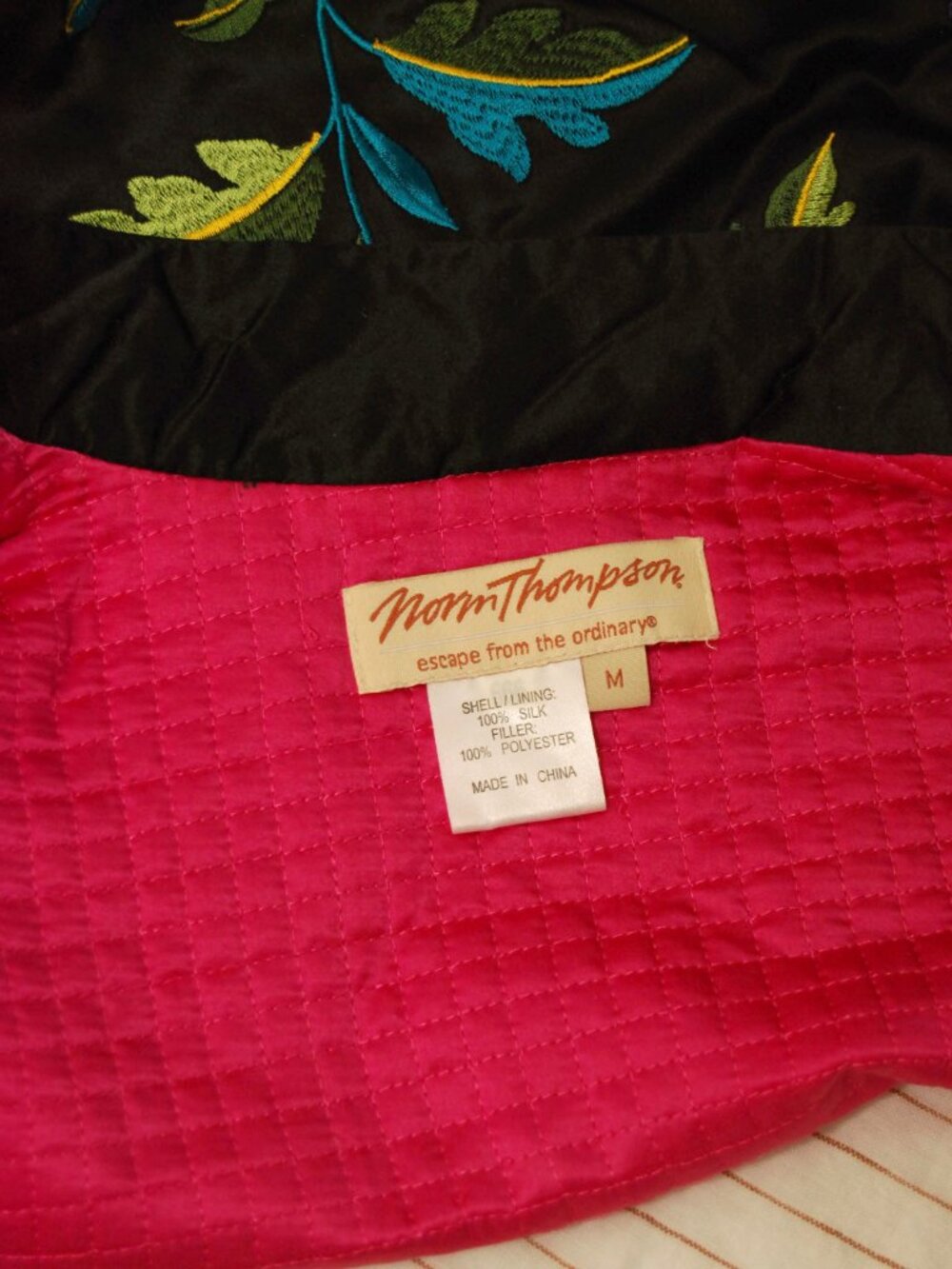 90s Silk Sukajan Jacket (M) medium black vintage womens embroidered chinese art - Picture 9 of 10